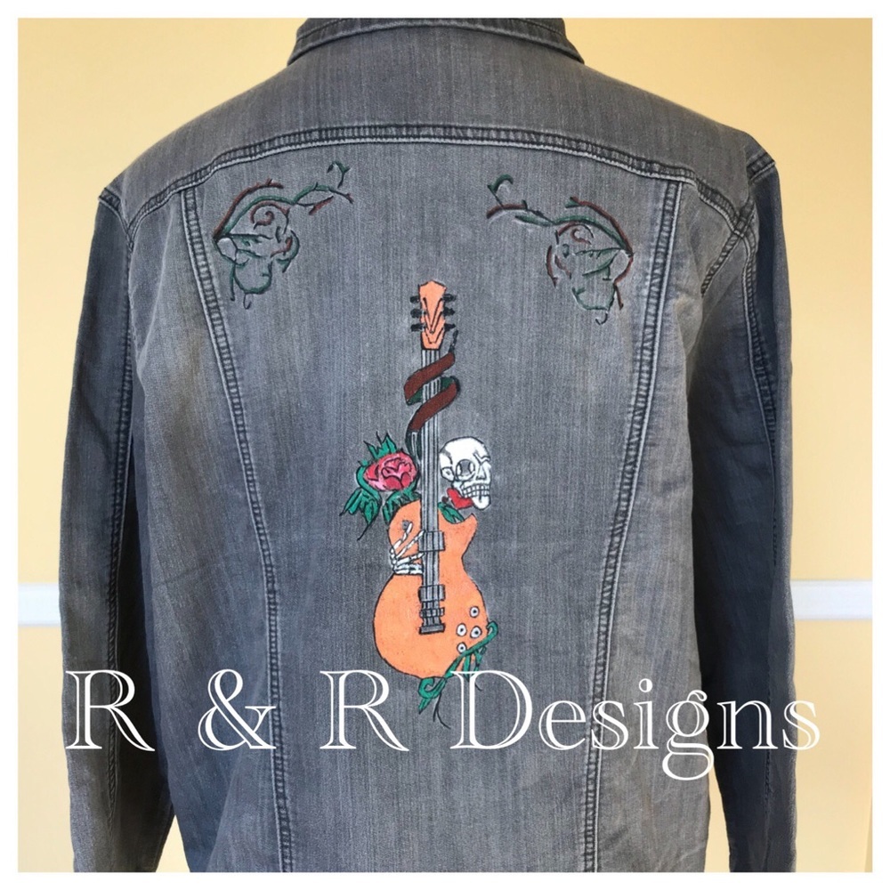 Hand Painted Denim Jacket One of a kind NWT 20” p to p